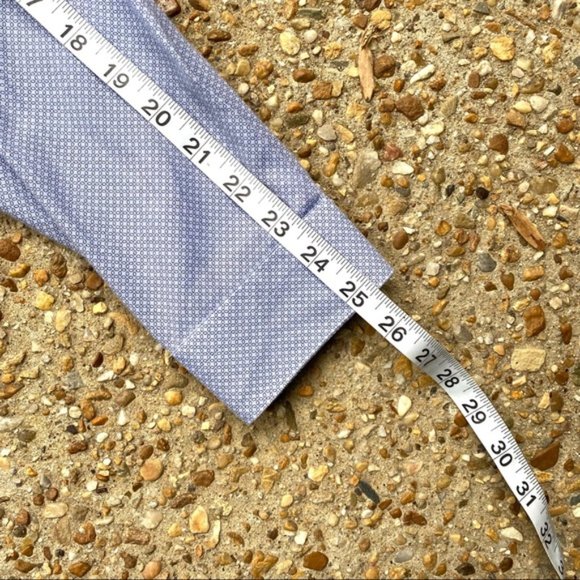 Zara Man Slim Fit Blue Button Down Patterned Long Sleeve Shirt Men’s Size L - Picture 8 of 11